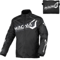 Macna Rainossi 165.1365.120 nero e bianco – giacca antipioggia moto, fronte con marsupio