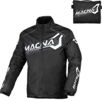 Macna Rainossi 165.1365.120 nero e bianco – giacca antipioggia moto, fronte con marsupio
