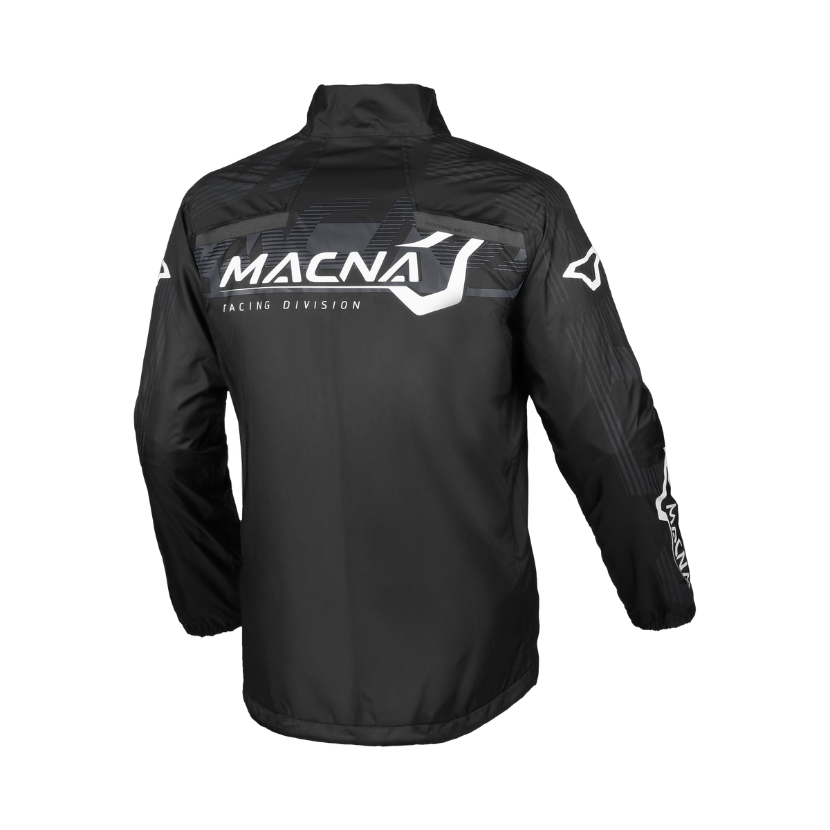 Macna Rainossi 165.1365.120 nero e bianco – giacca antipioggia moto, retro con logo Racing