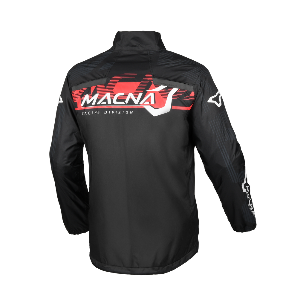 Macna Rainossi 165.1365.132 nero e rosso – giacca antipioggia moto, retro con logo Racing