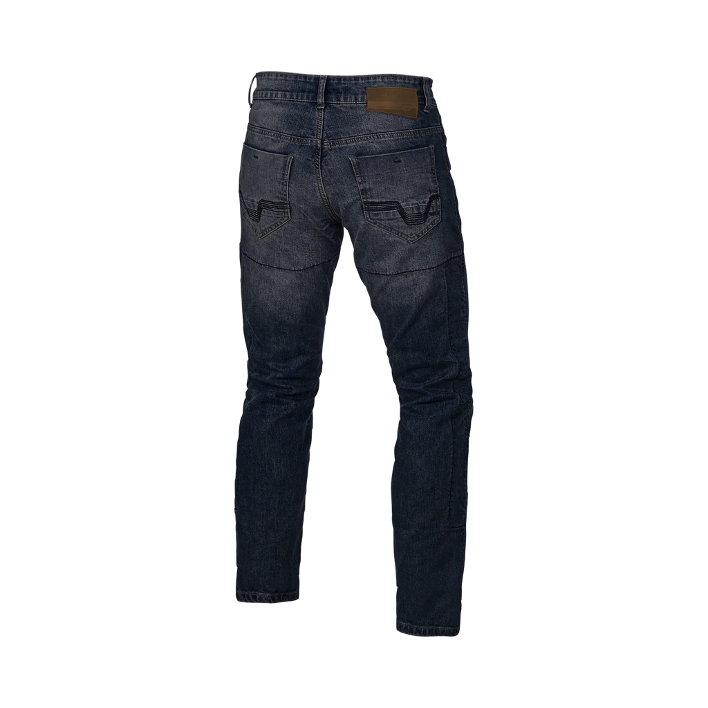 Macna Revelin 165.4011.570 jeans moto uomo blu scuro, retro con tasche e impunture