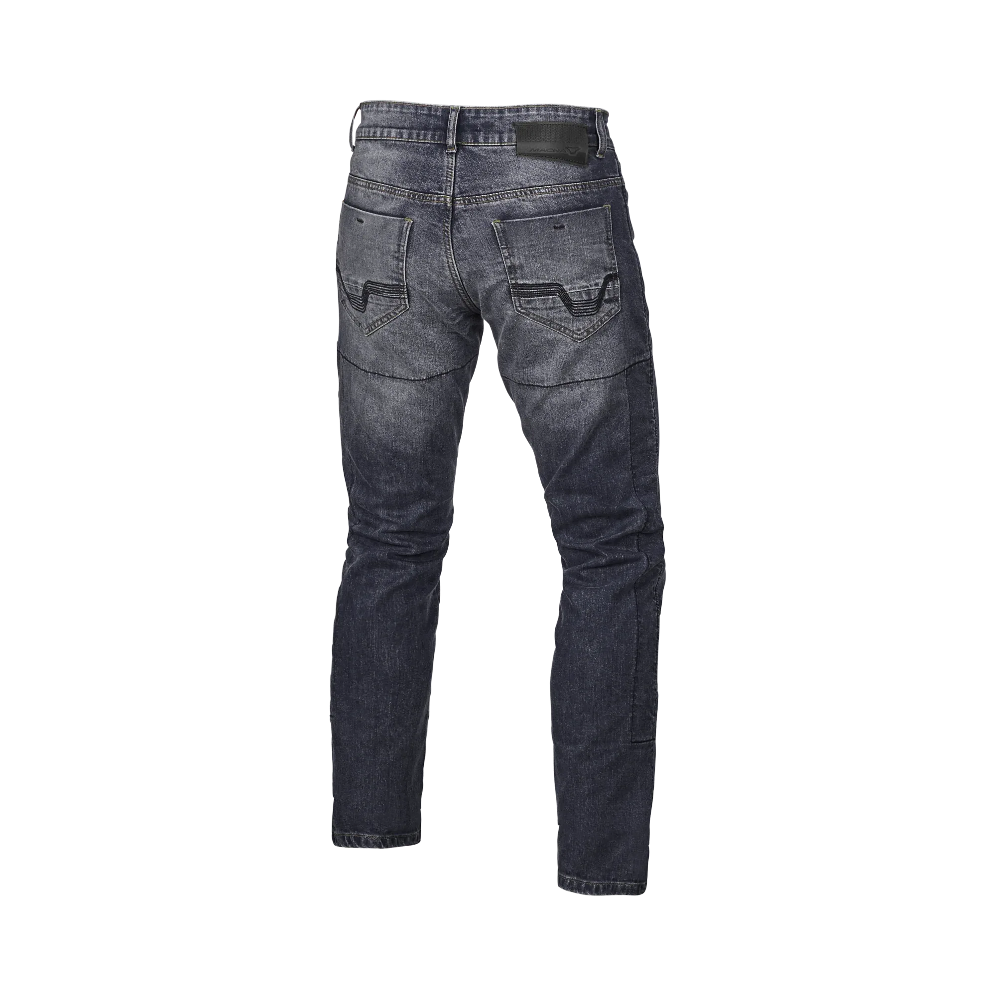 Macna Revelin 165.4011.880 jeans moto uomo grigio scuro, retro con impunture ocra