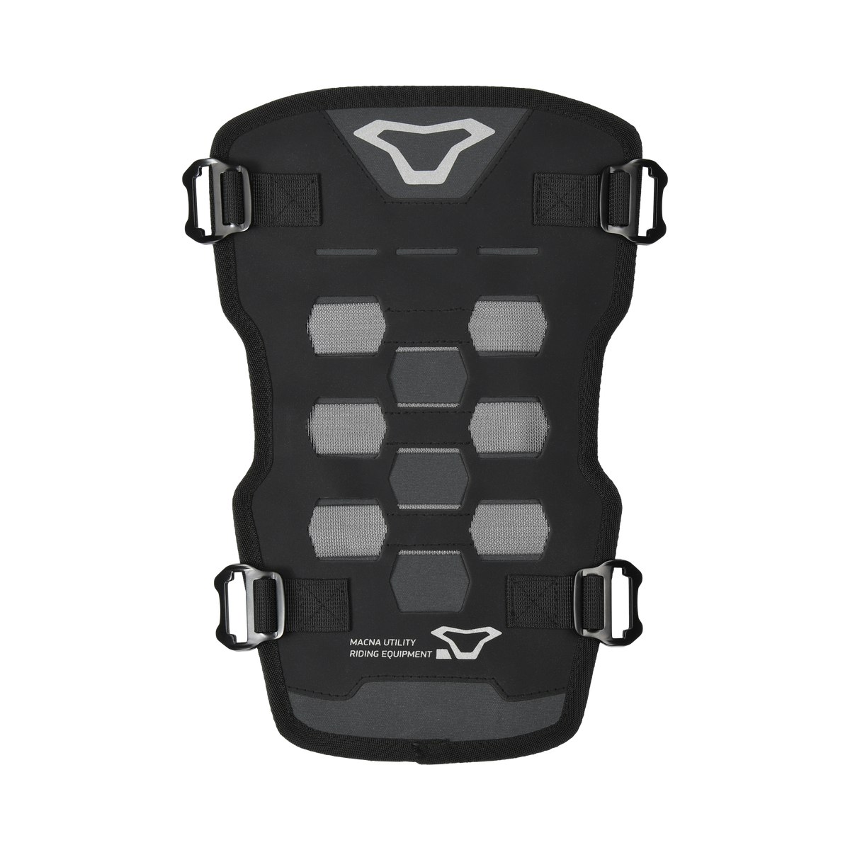Macna Rocktopus piastra base P.A.L.S. per fissaggio bagagli moto nera, su fondo bianco
