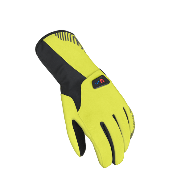 Macna Spark 190.6610.170 guanto riscaldato giallo fluo e nero, dorso con indicatore dei livelli