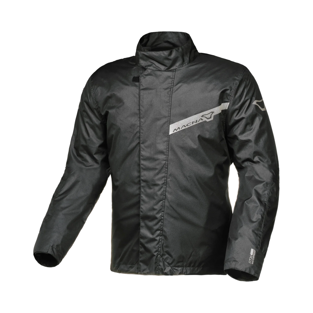 Macna Spray 165.1358.101 giacca antipioggia moto uomo nera con banda riflettente sul petto, fronte