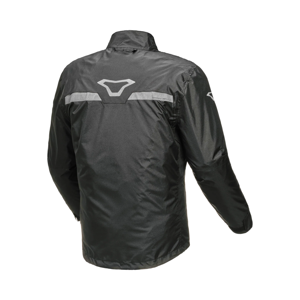 Giacca antipioggia Macna Spray uomo nera con banda riflettente e logo Macna sulle spalle, retro