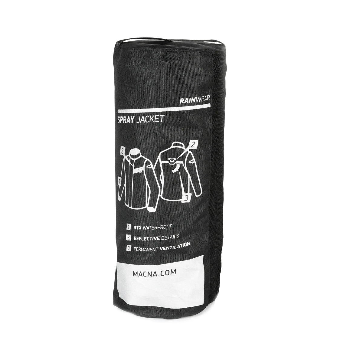 Custodia nera della giacca Macna Spray Jacket con il pannello in rete Water Exhaust