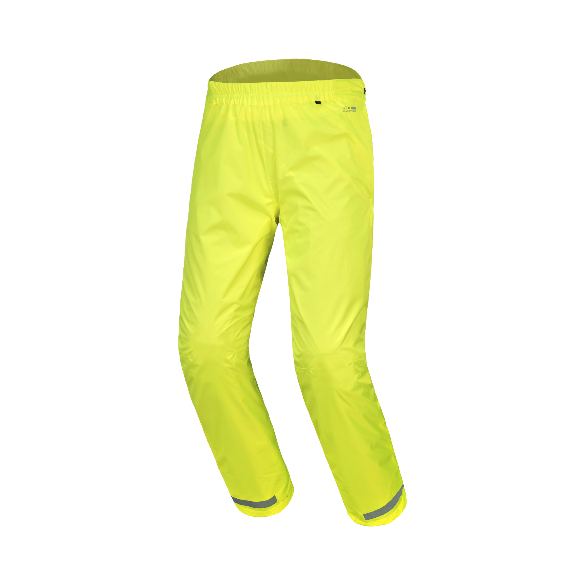 Macna Spray 165.2110.707 sovrapantaloni antipioggia moto uomo giallo fluorescente, vista di tre quarti