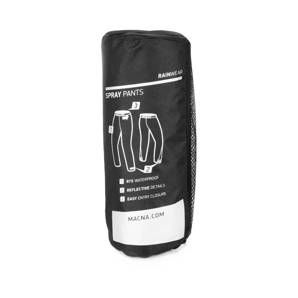 Custodia nera dei sovrapantaloni Macna Spray Pants con il pannello in rete Water Exhaust
