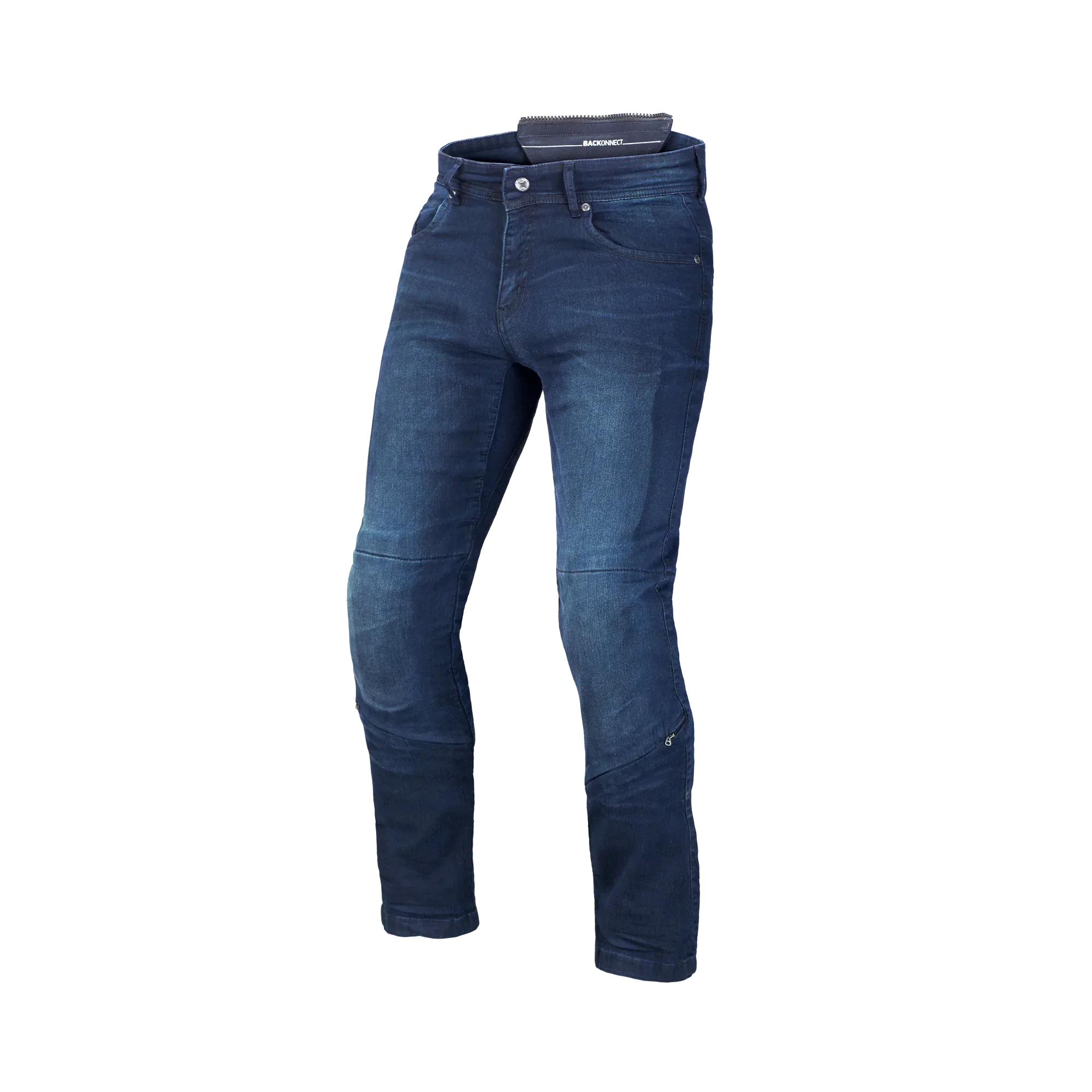 Jeans moto Macna Stone blu slavato con rinforzi in aramide, vista frontale intera