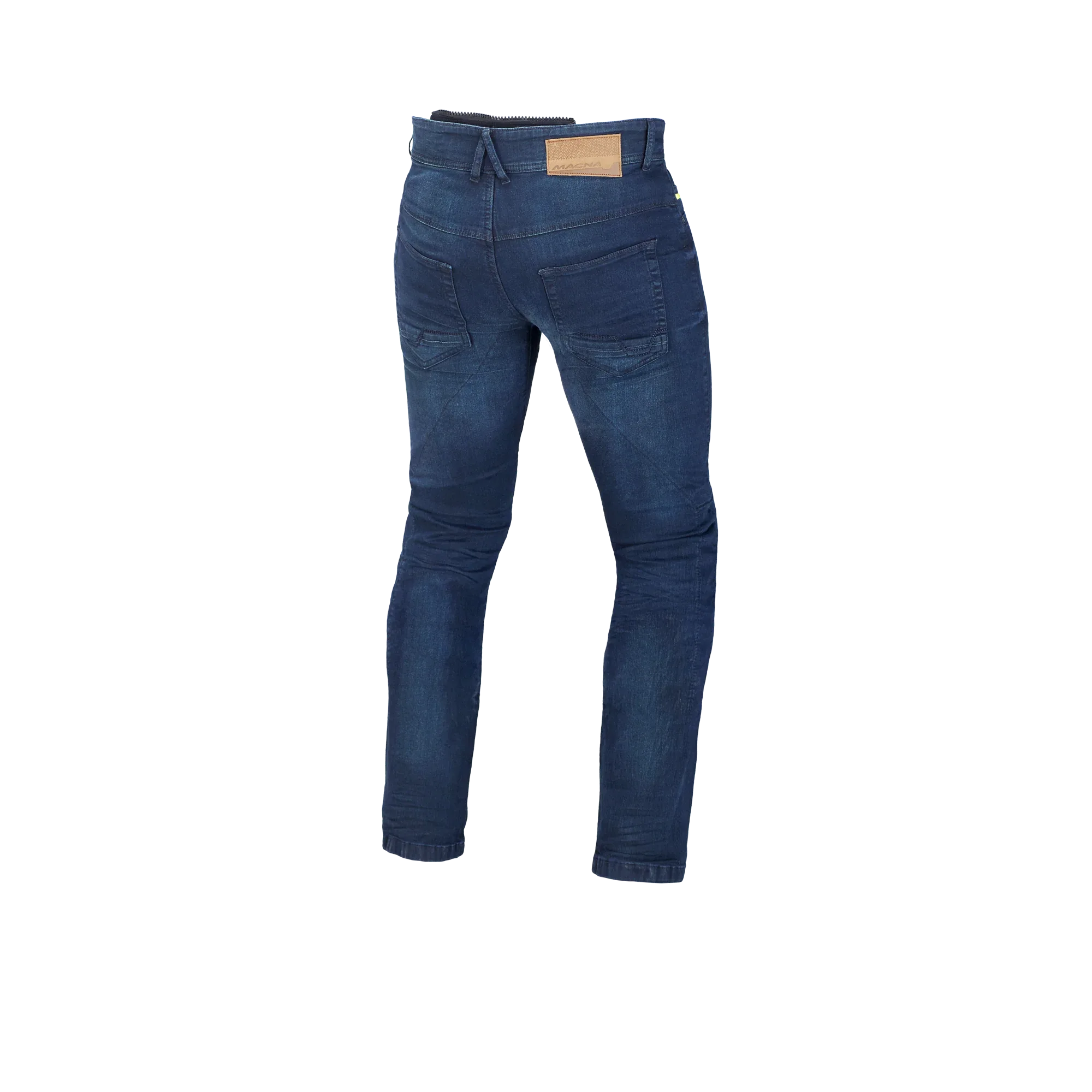 Jeans moto Macna Stone blu slavato, vista posteriore con patch e tasche