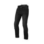 Jeans moto Macna Stone neri con rinforzi in aramide, vista frontale intera