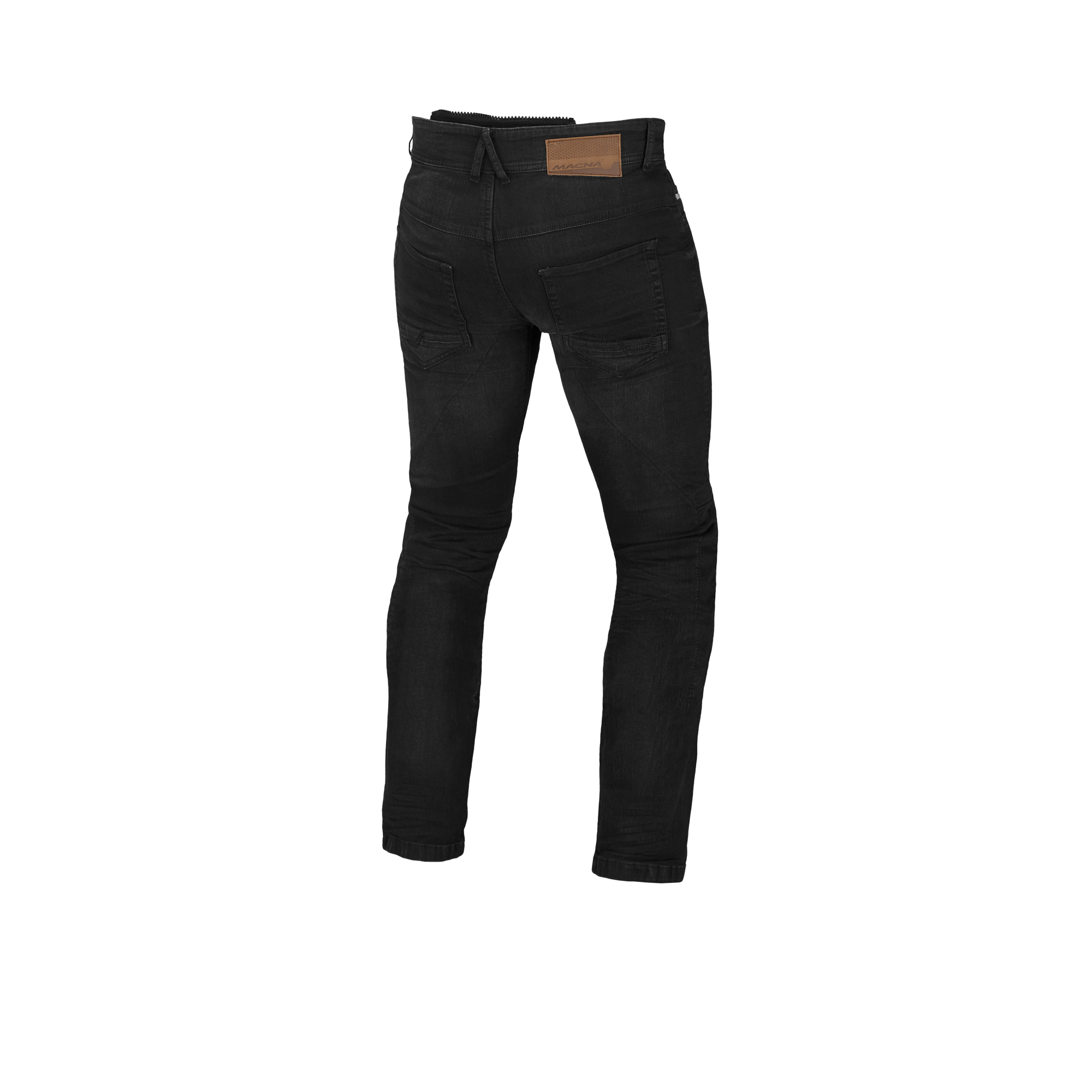 Jeans moto Macna Stone neri, vista posteriore con patch e tasche