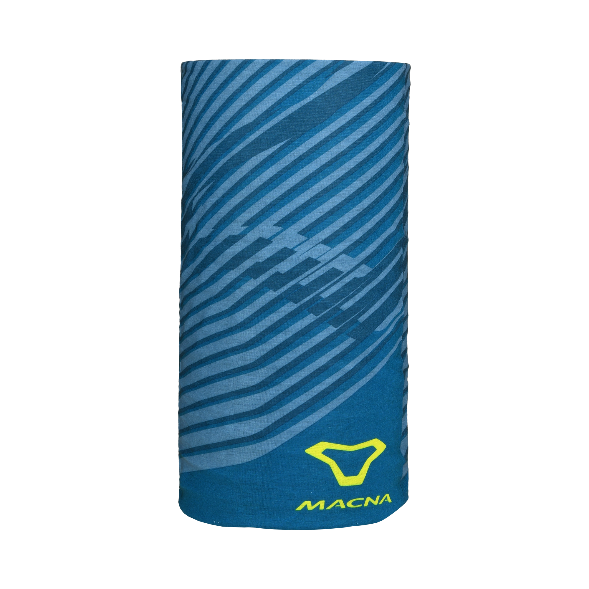Scaldacollo moto Macna Summer Tube Logo blu steso, logo Macna in blu scuro