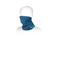 Scaldacollo Macna Summer Tube Logo blu con motivo a onde, indossato sotto il casco