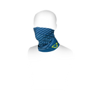 Scaldacollo Macna Summer Tube Logo blu con motivo a onde, indossato sotto il casco