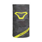 Scaldacollo moto Macna Summer Tube camouflage steso, grande logo Macna giallo fluo