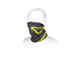 Scaldacollo Macna Summer Tube Logo camouflage grigio con logo giallo fluo, indossato