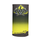 Scaldacollo moto Macna Summer Tube grigio e giallo fluo steso, stemma grafico MACNA
