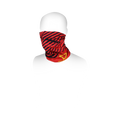 Scaldacollo Macna Summer Tube Logo rosso e nero a onde, indossato sotto il casco