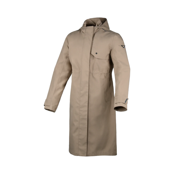 Macna Swan Beige cappotto antipioggia moto donna con cappuccio, vista tre quarti