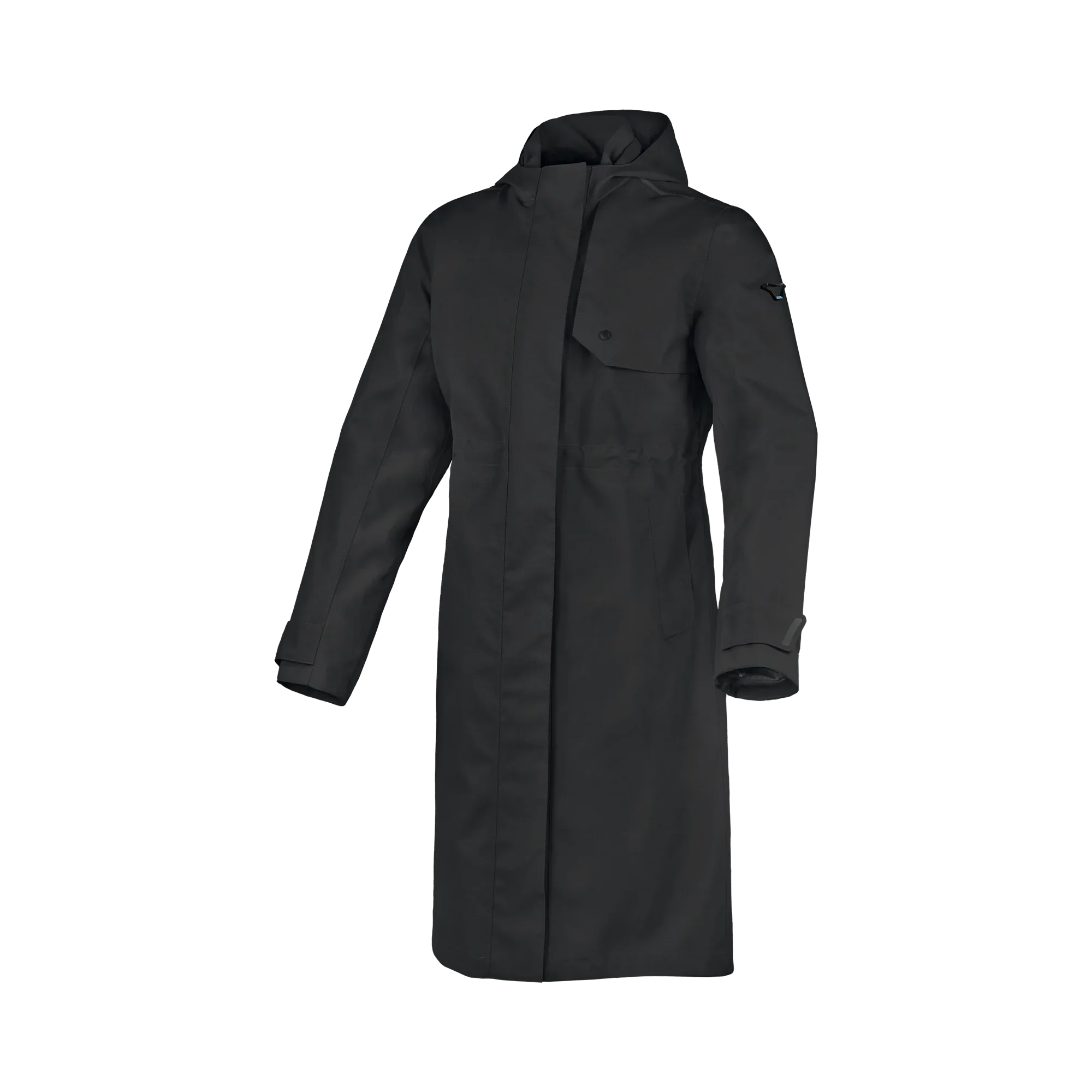 Macna Swan Nero cappotto antipioggia moto donna con cappuccio, vista tre quarti