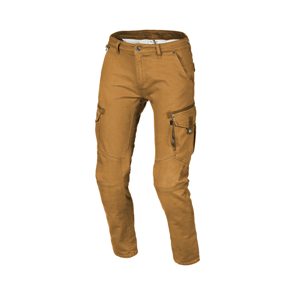 Macna Takar Cammello jeans cargo moto uomo con rinforzi in aramide, vista fronte