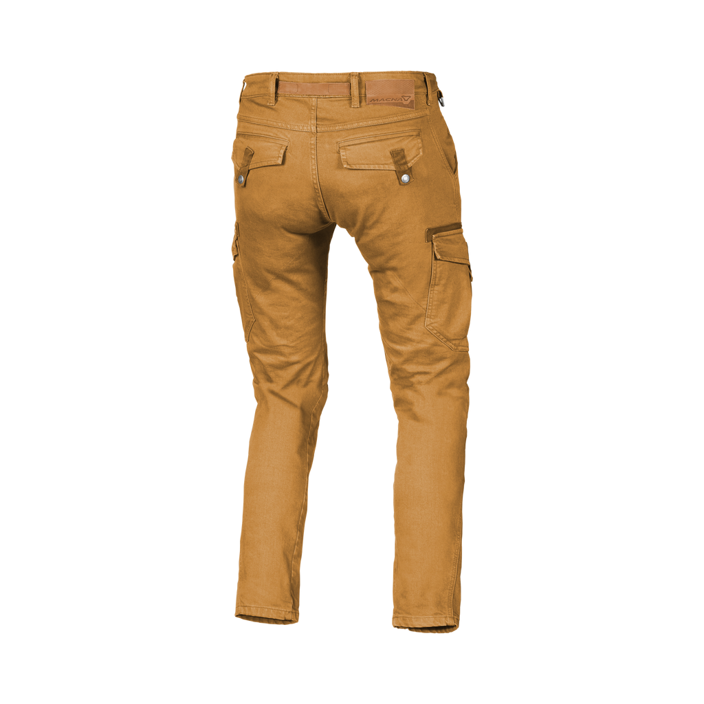 Macna Takar Cammello jeans cargo moto uomo con rinforzi in aramide, vista retro