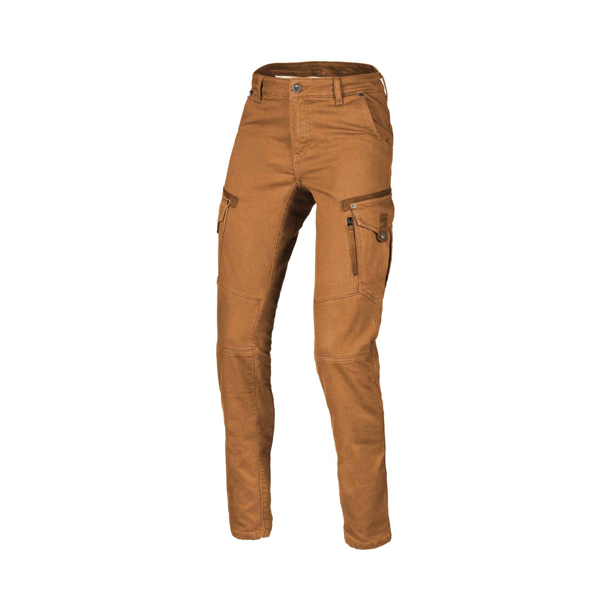 Macna Takar Cammello jeans cargo moto donna con rinforzi in aramide, vista fronte