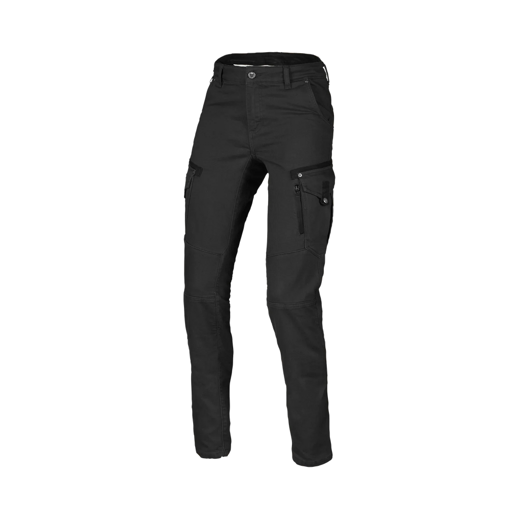 Macna Takar Nero jeans cargo moto donna con rinforzi in aramide, vista fronte