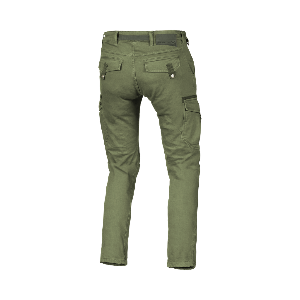 Macna Takar Verde jeans cargo moto uomo con rinforzi in aramide, vista retro