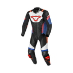 Macna Varshall 1pc Bianco/Rosso/Blu tuta moto intera in pelle CE Classe AA uomo, vista fronte