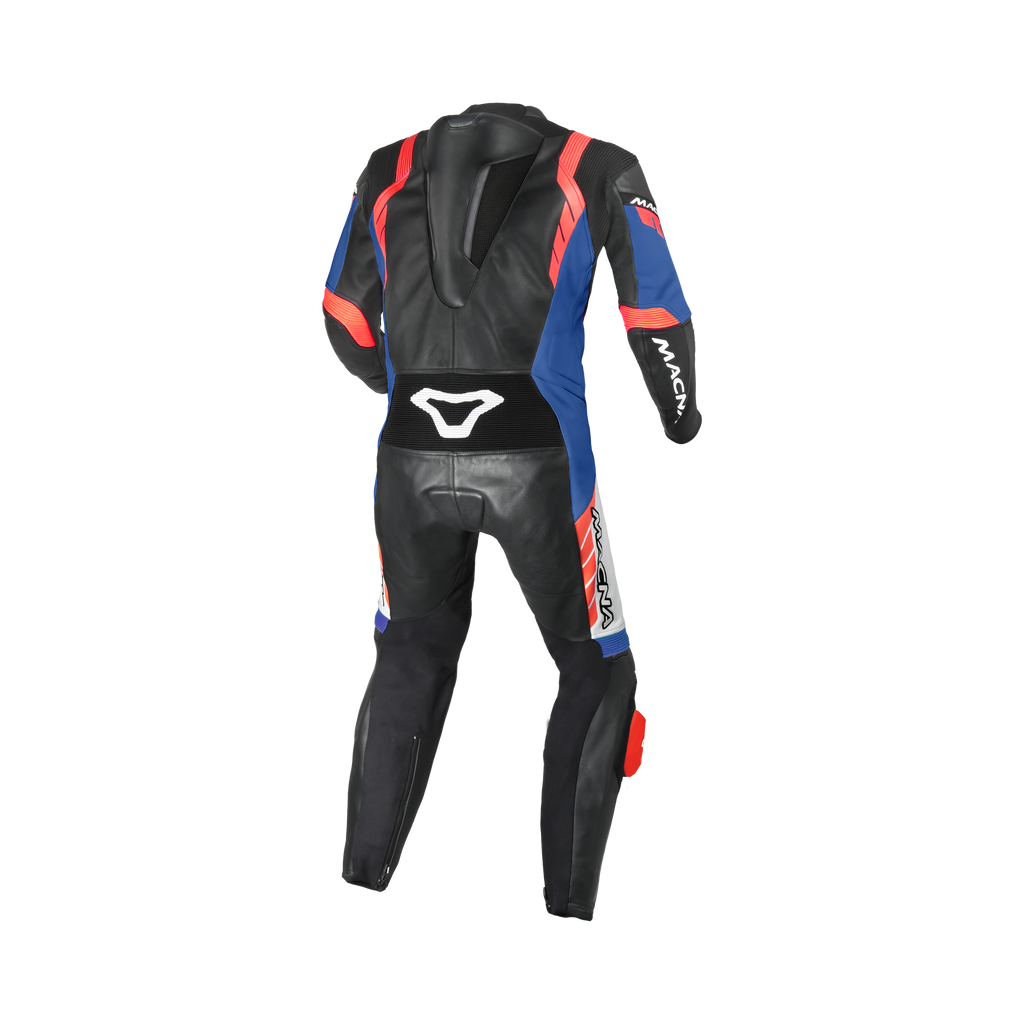 Macna Varshall 1pc Bianco/Rosso/Blu tuta moto intera in pelle CE Classe AA uomo, vista retro