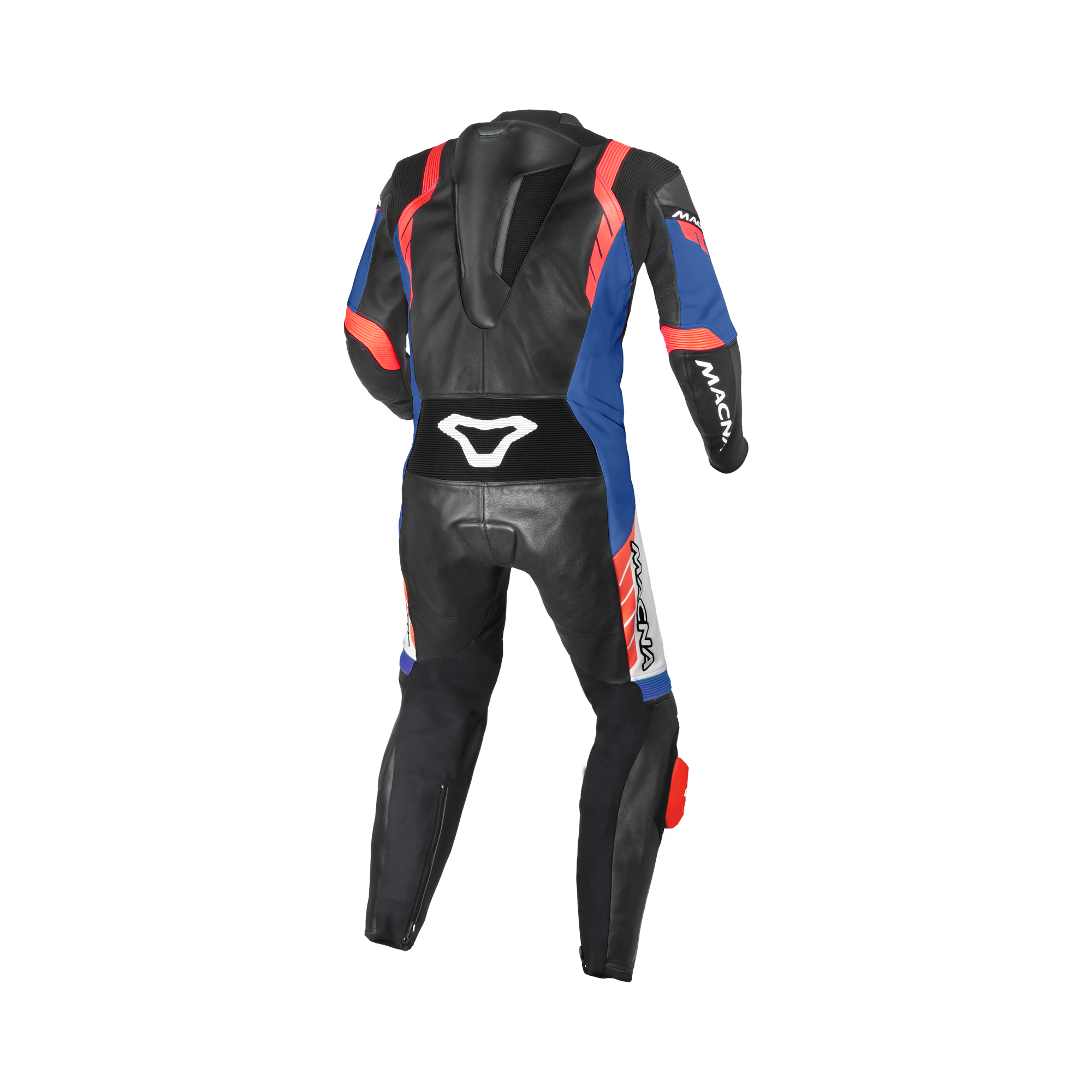 Macna Varshall 1pc Bianco/Rosso/Blu tuta moto intera in pelle CE Classe AA uomo, vista retro