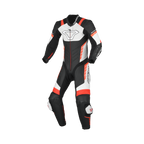 Macna Varshall 1pc Junior Nero/Bianco/Rosso tuta moto pelle bambino Classe AAA, vista fronte