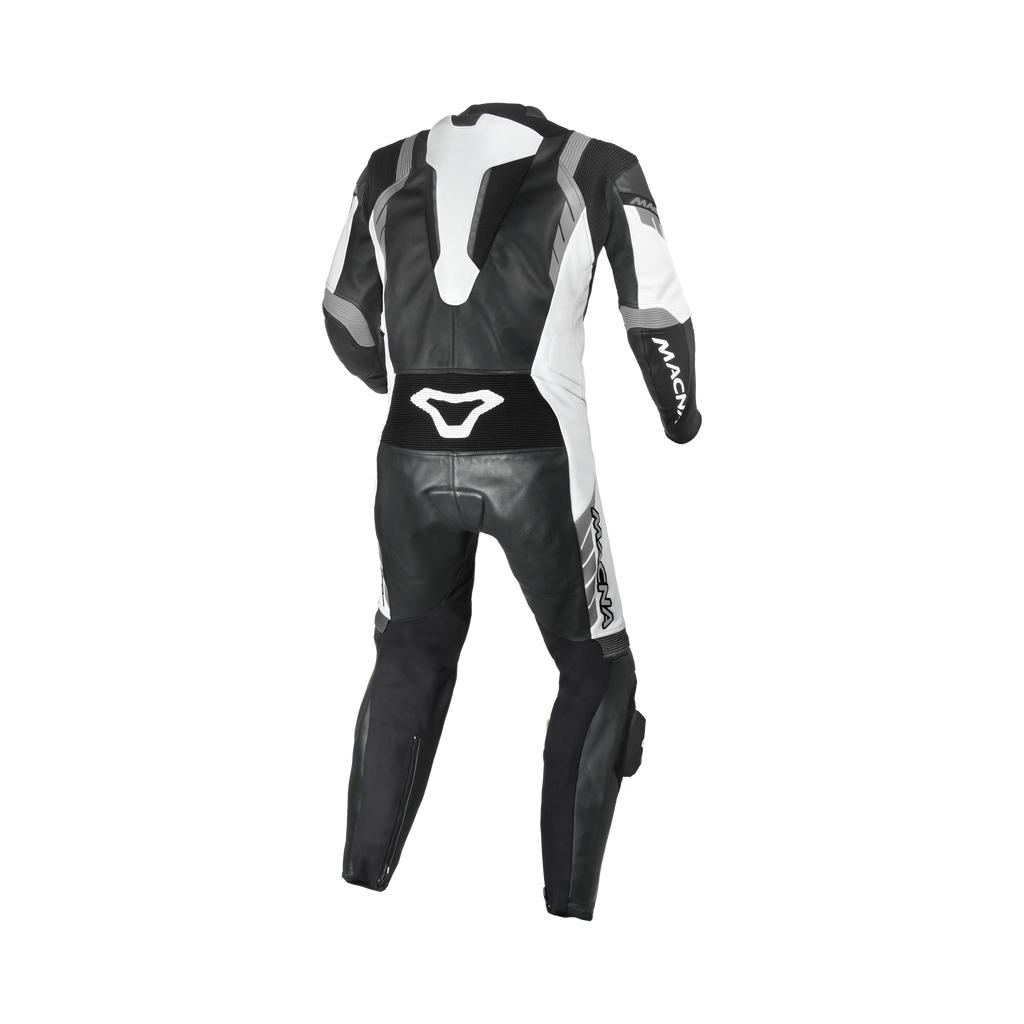 Macna Varshall 1pc Nero/Bianco tuta moto intera in pelle CE Classe AA uomo, vista retro