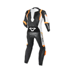 Macna Varshall 1pc Nero/Bianco/Arancio tuta moto intera in pelle CE Classe AA uomo, vista retro