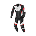 Macna Varshall 1pc Nero/Bianco/Rosso tuta moto intera in pelle CE Classe AA uomo, vista fronte