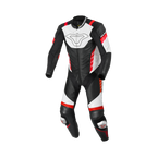 Macna Varshall 1pc Nero/Bianco/Rosso tuta moto intera in pelle CE Classe AA uomo, vista fronte