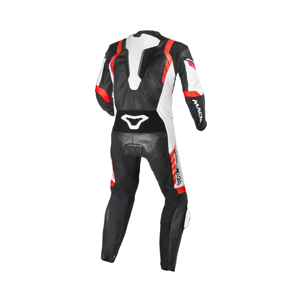 Macna Varshall 1pc Nero/Bianco/Rosso tuta moto intera in pelle CE Classe AA uomo, vista retro
