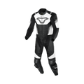 Macna Varshall 2pc Nero/Bianco tuta moto divisibile in pelle CE Classe AA uomo, vista fronte