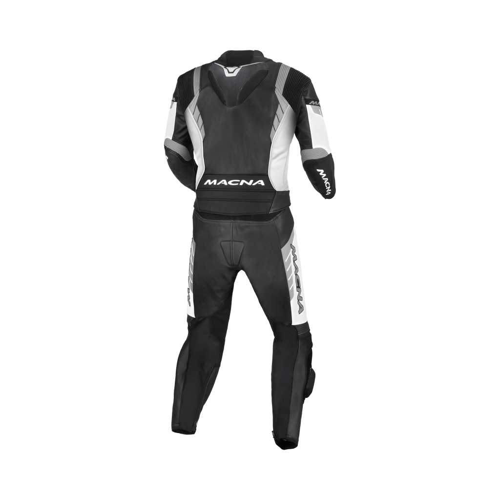 Macna Varshall 2pc Nero/Bianco tuta moto divisibile in pelle CE Classe AA uomo, vista retro