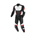 Macna Varshall 2pc Nero/Bianco/Rosso tuta moto divisibile in pelle CE Classe AA uomo, vista fronte