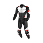Macna Varshall 2pc Nero/Bianco/Rosso tuta moto divisibile in pelle CE Classe AA uomo, vista fronte