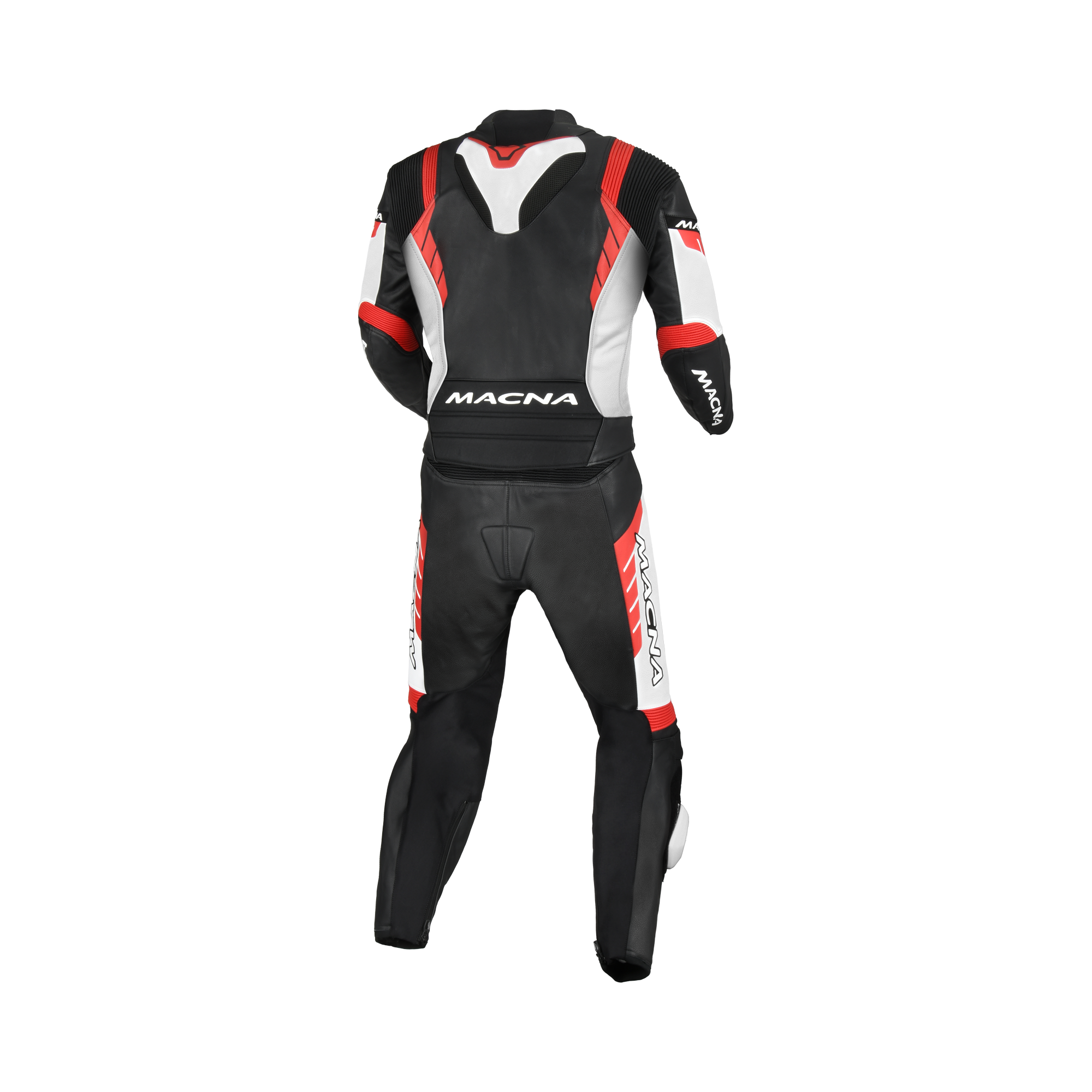 Macna Varshall 2pc Nero/Bianco/Rosso tuta moto divisibile in pelle CE Classe AA uomo, vista retro