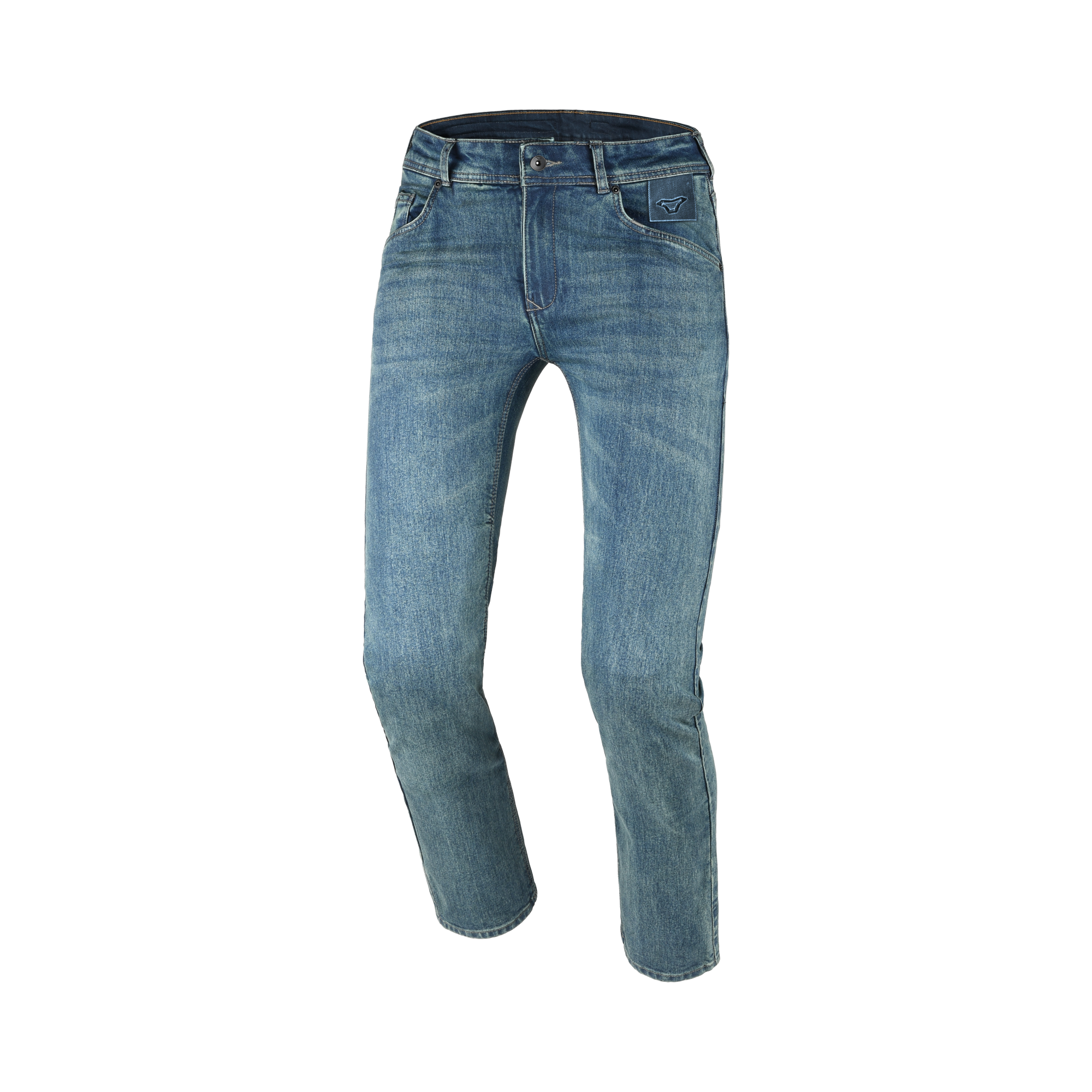 Macna Vinton 165.4051.505 jeans moto azzurro slavato, vista tre quarti anteriore