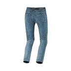 Macna Vinton azzurro, retro del jeans moto COVEC con tasche applicate e patch logo