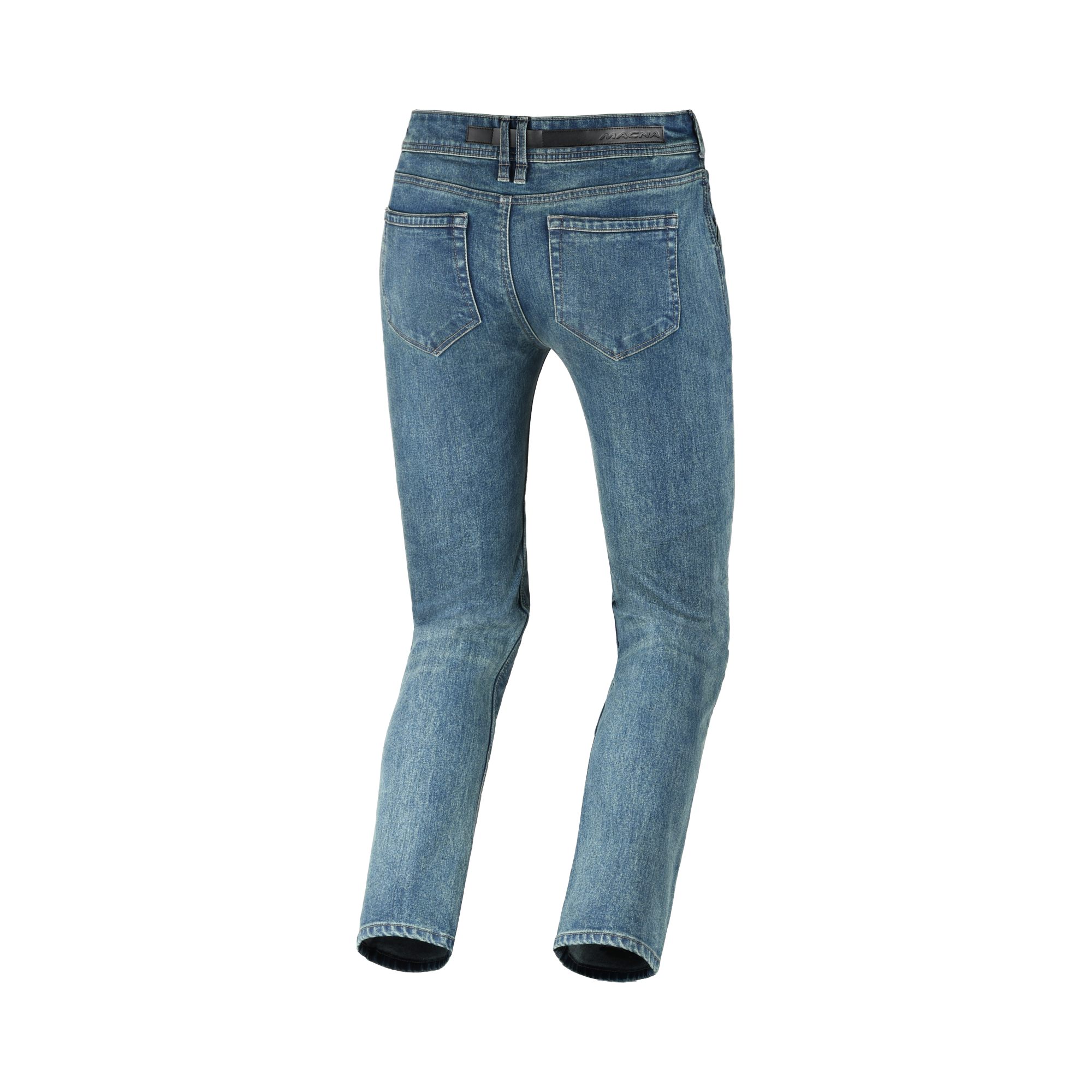 Macna Vinton azzurro, retro del jeans moto COVEC con tasche applicate e patch logo