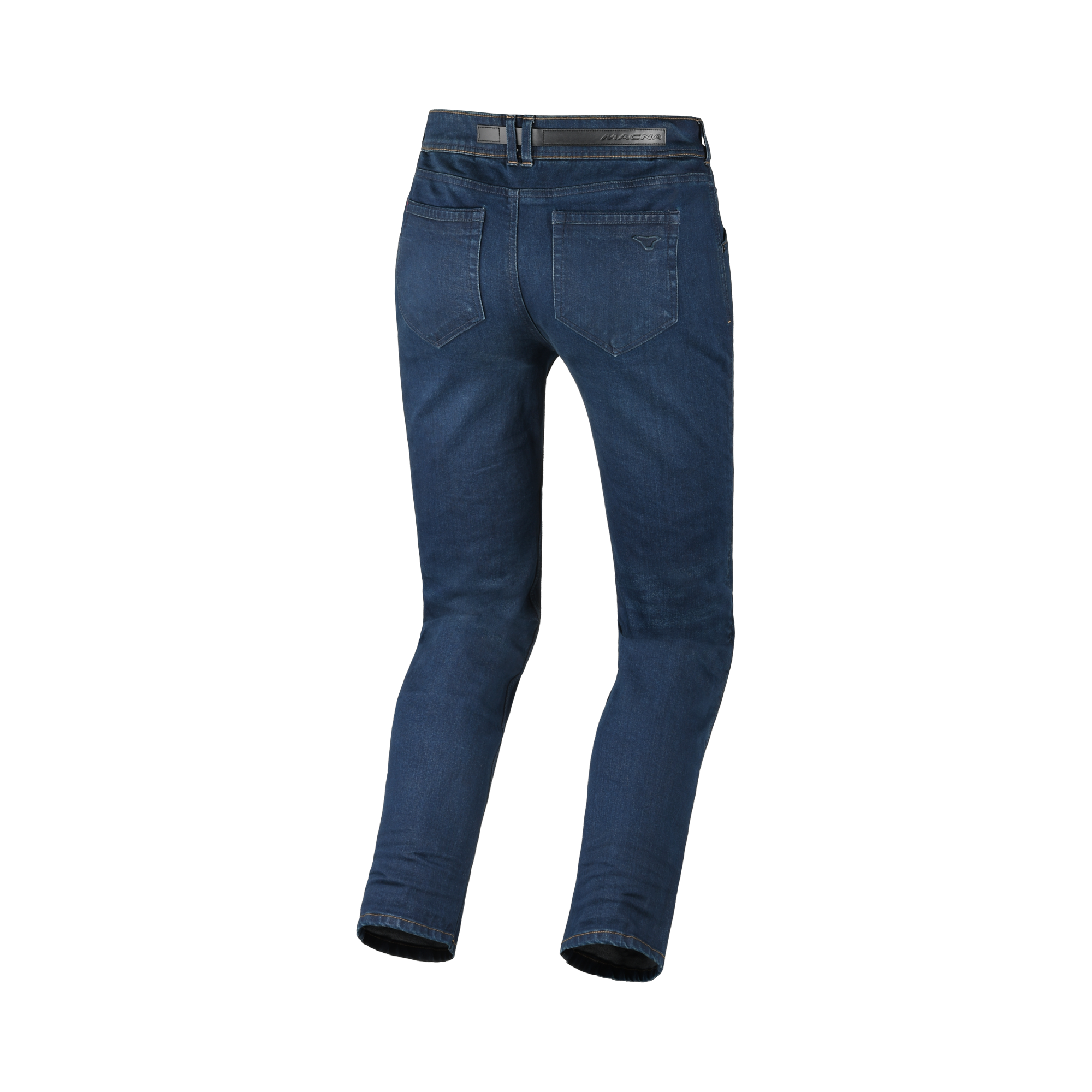 Macna Vinton blu scuro, retro del jeans moto COVEC con tasche applicate e patch logo