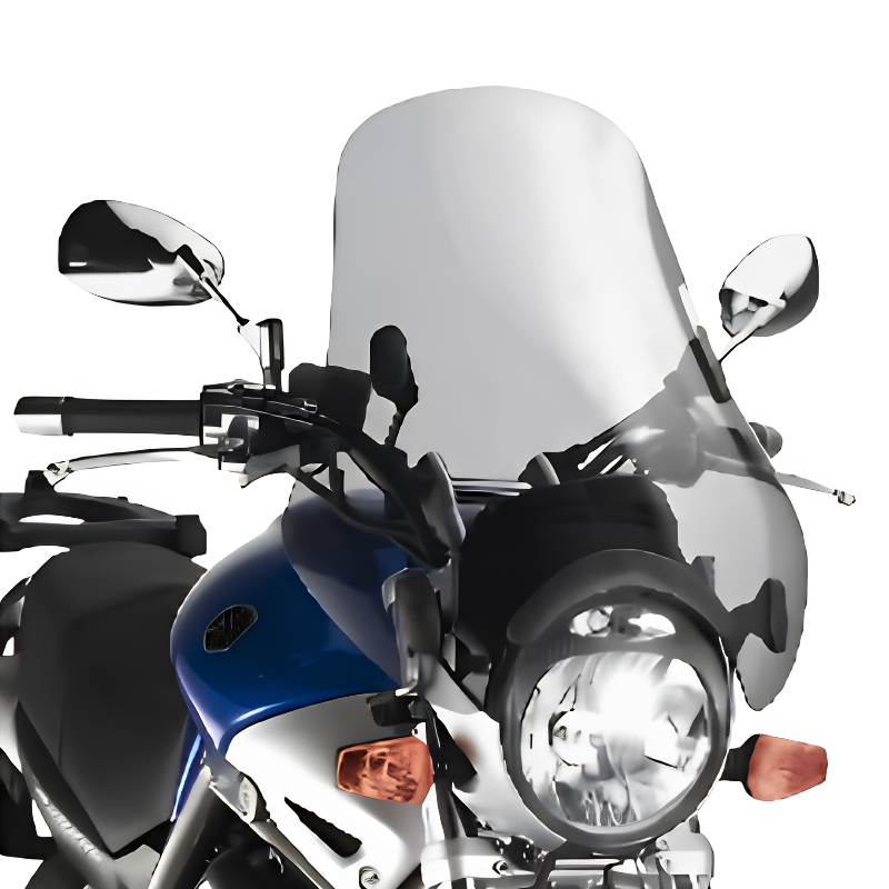 Parabrezza universale Kappa A34K da 34 x 41 cm montato sul frontale di una moto naked, foto del prodotto